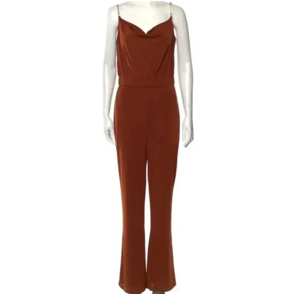 NEW Jason‎ Wu Cowl Neck Burnt Orange Adjustable Women’s Sz Medium Jumpsuit $325
